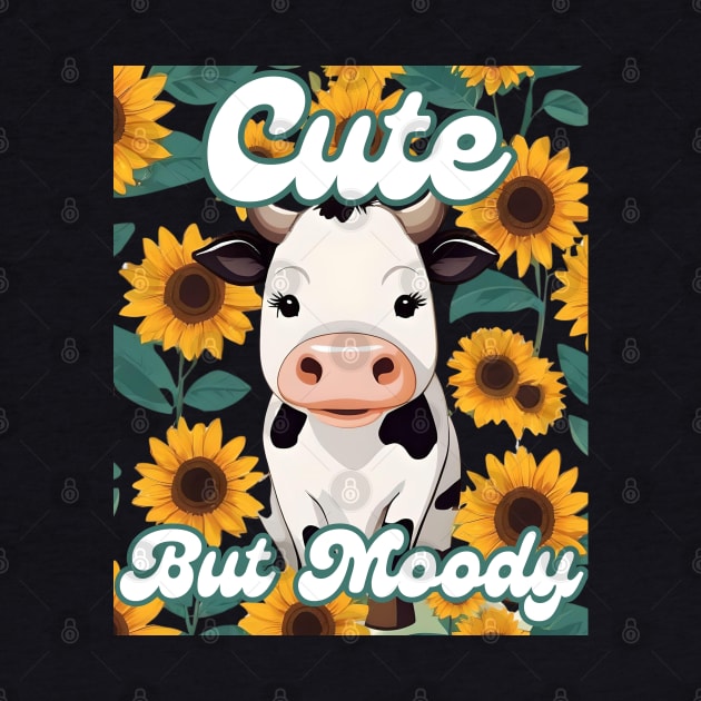 Cute Cow-Moody Cow Lovers Farm cowgirl baby cow an sunflower by click2print